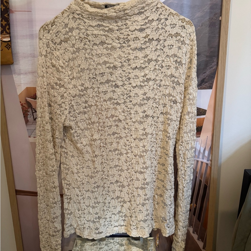 J. Crew Ivory Lace Knit Top